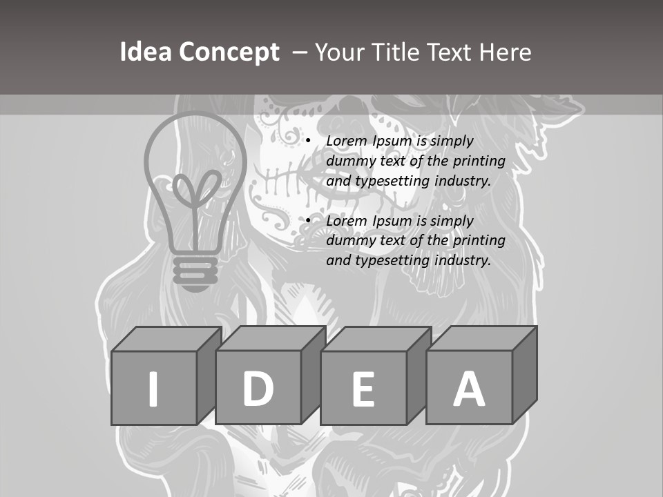 A Woman With A Skull Face And A Rose In Her Hair PowerPoint Template