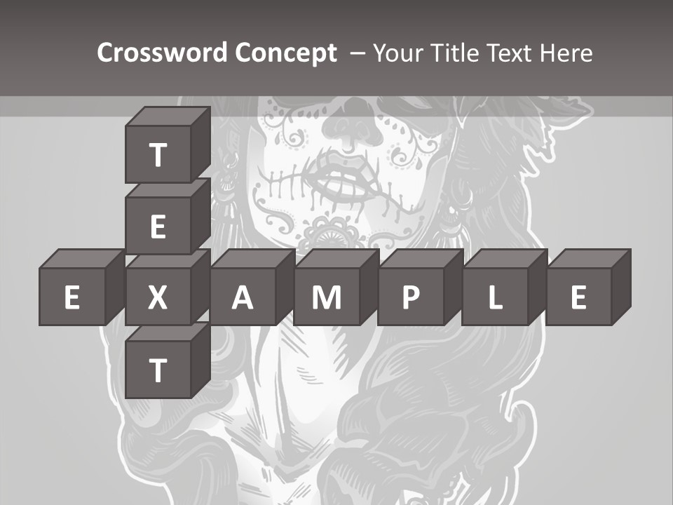 A Woman With A Skull Face And A Rose In Her Hair PowerPoint Template