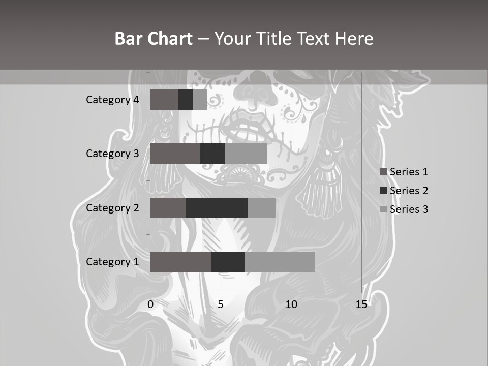 A Woman With A Skull Face And A Rose In Her Hair PowerPoint Template