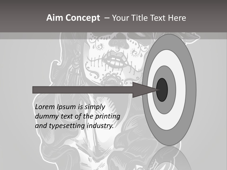 A Woman With A Skull Face And A Rose In Her Hair PowerPoint Template