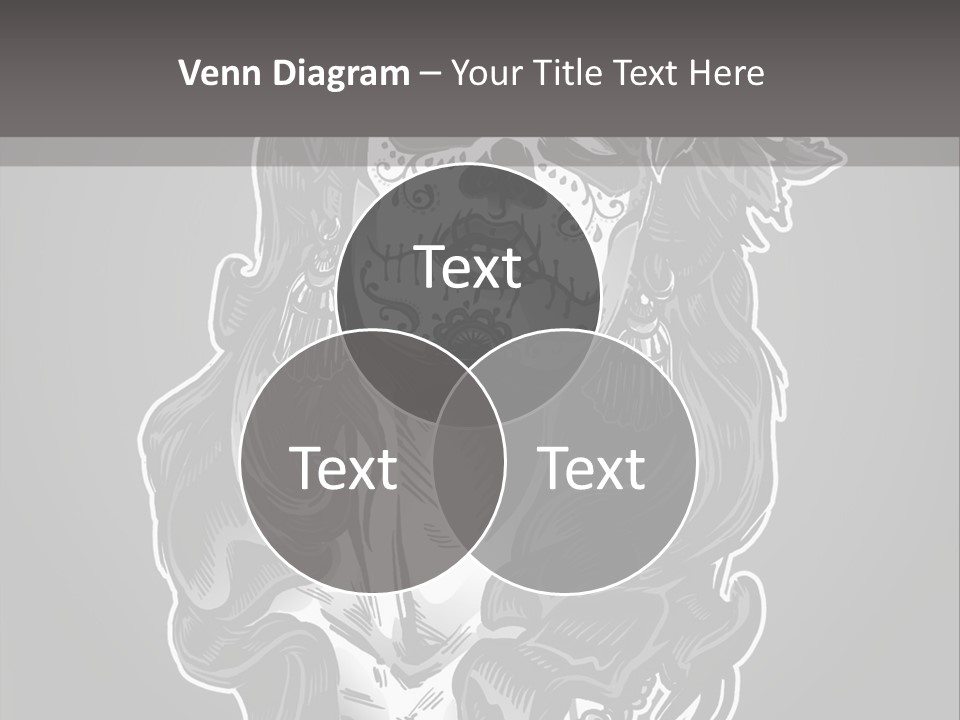 A Woman With A Skull Face And A Rose In Her Hair PowerPoint Template