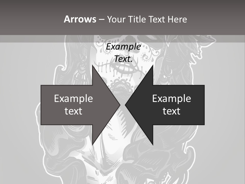 A Woman With A Skull Face And A Rose In Her Hair PowerPoint Template