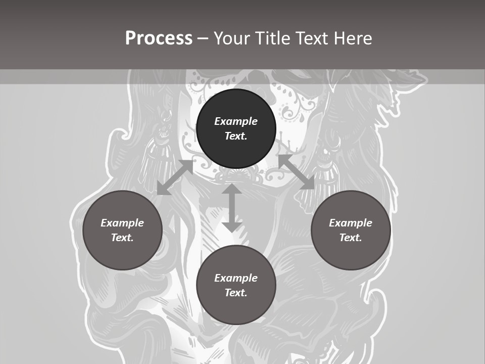 A Woman With A Skull Face And A Rose In Her Hair PowerPoint Template