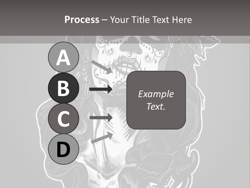 A Woman With A Skull Face And A Rose In Her Hair PowerPoint Template