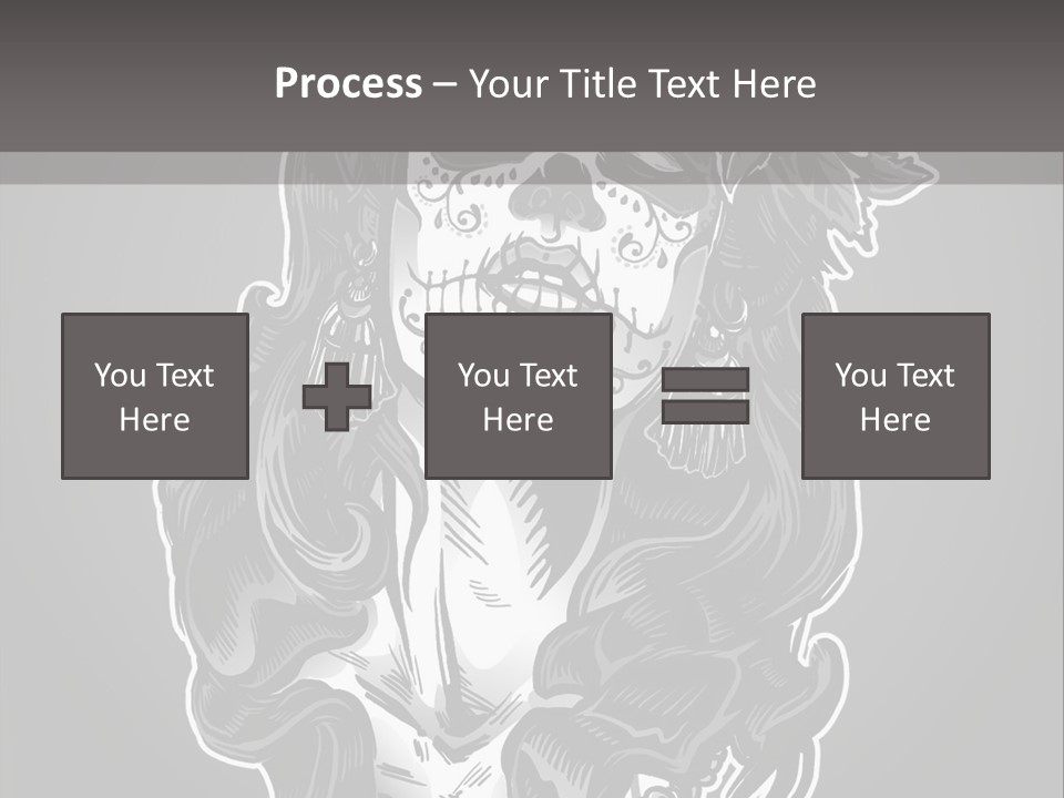 A Woman With A Skull Face And A Rose In Her Hair PowerPoint Template