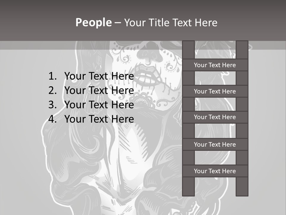 A Woman With A Skull Face And A Rose In Her Hair PowerPoint Template