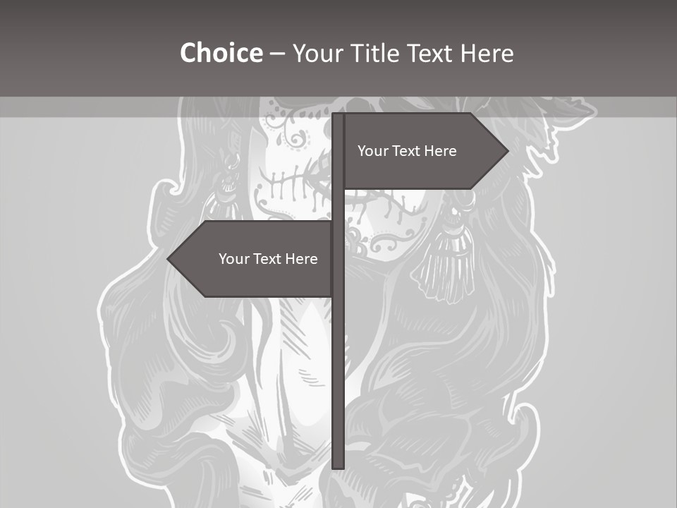 A Woman With A Skull Face And A Rose In Her Hair PowerPoint Template