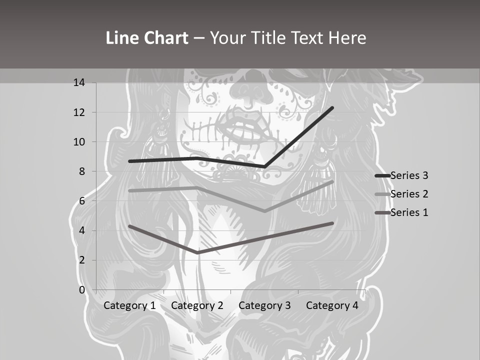 A Woman With A Skull Face And A Rose In Her Hair PowerPoint Template