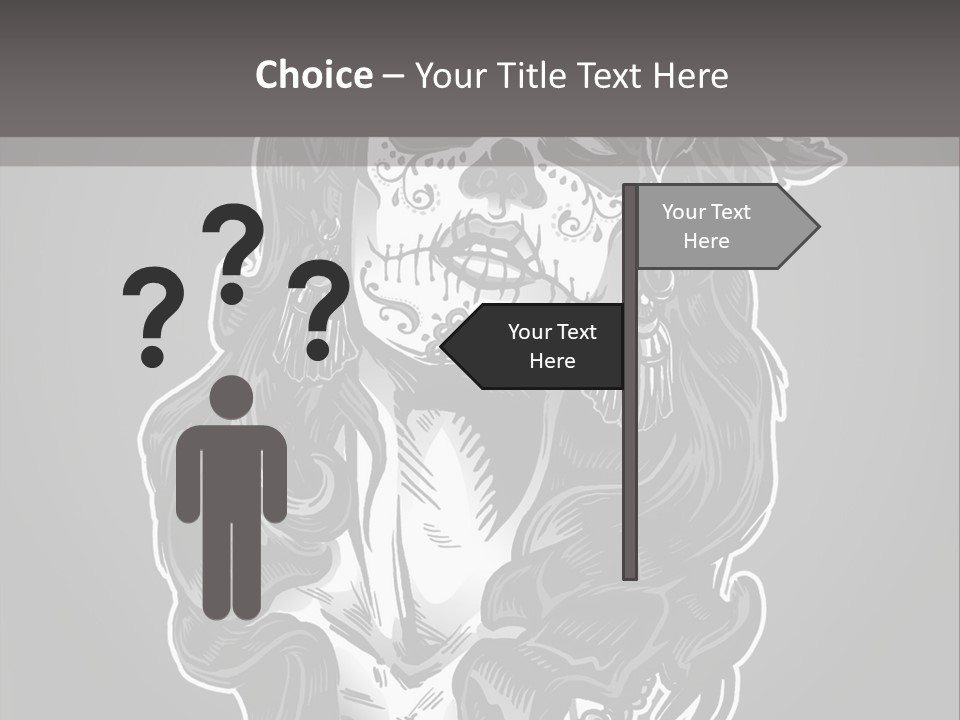 A Woman With A Skull Face And A Rose In Her Hair PowerPoint Template