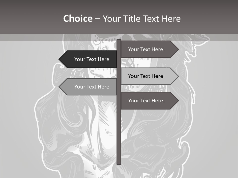 A Woman With A Skull Face And A Rose In Her Hair PowerPoint Template