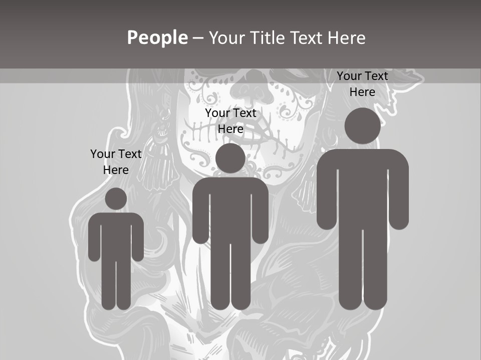 A Woman With A Skull Face And A Rose In Her Hair PowerPoint Template