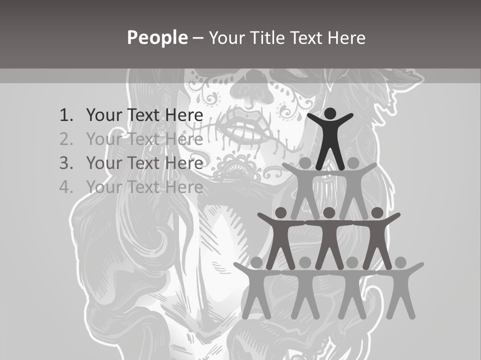 A Woman With A Skull Face And A Rose In Her Hair PowerPoint Template