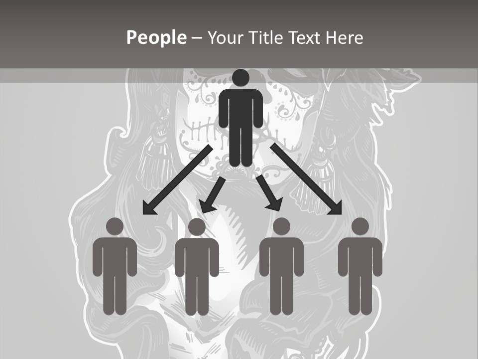 A Woman With A Skull Face And A Rose In Her Hair PowerPoint Template