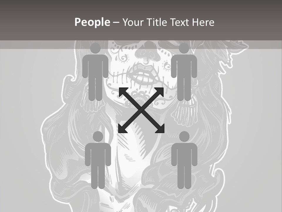 A Woman With A Skull Face And A Rose In Her Hair PowerPoint Template