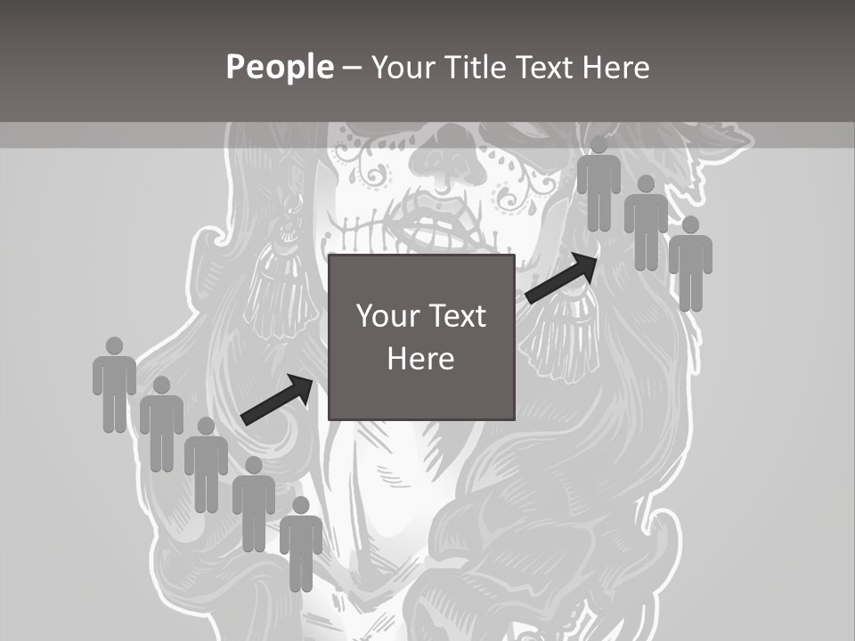 A Woman With A Skull Face And A Rose In Her Hair PowerPoint Template