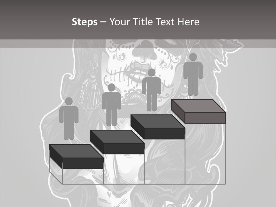 A Woman With A Skull Face And A Rose In Her Hair PowerPoint Template