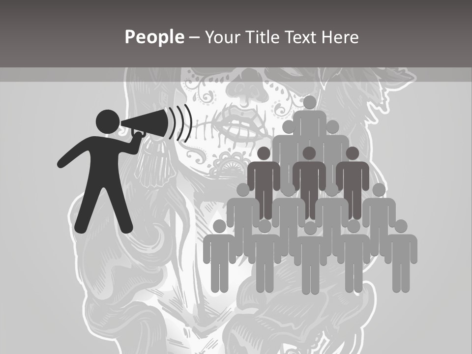 A Woman With A Skull Face And A Rose In Her Hair PowerPoint Template