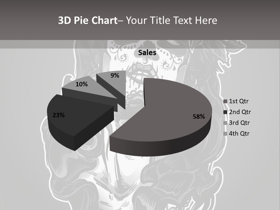 A Woman With A Skull Face And A Rose In Her Hair PowerPoint Template