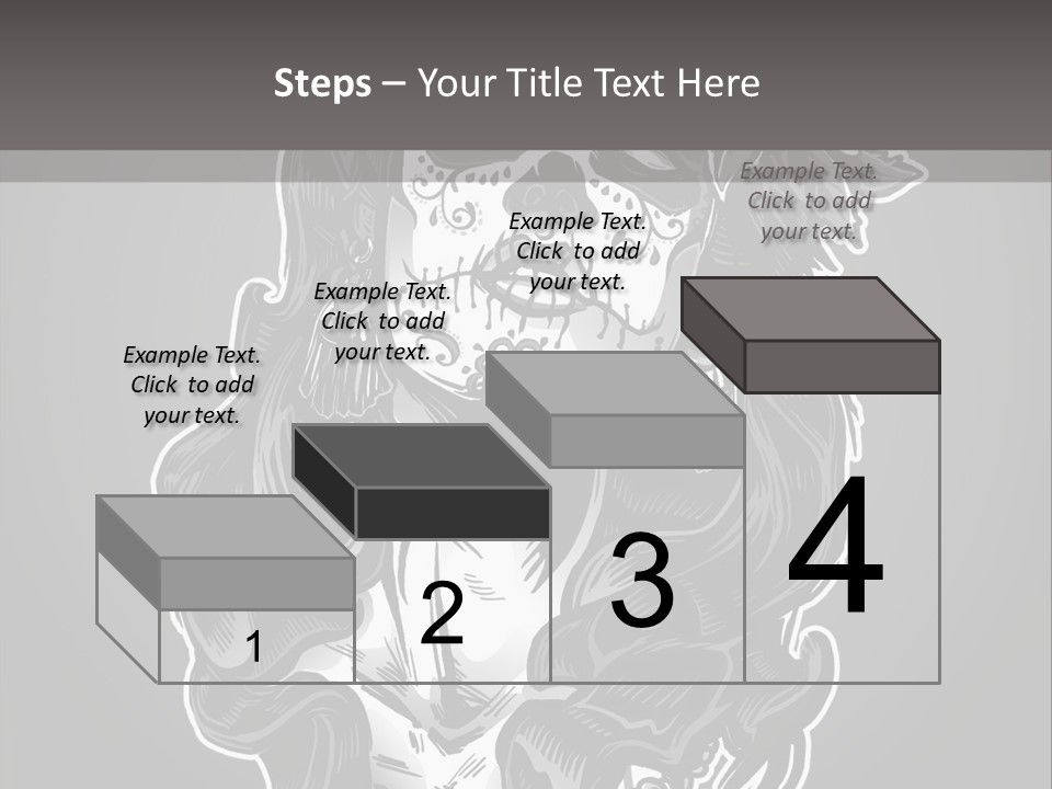 A Woman With A Skull Face And A Rose In Her Hair PowerPoint Template