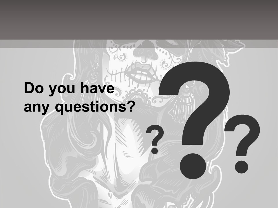 A Woman With A Skull Face And A Rose In Her Hair PowerPoint Template