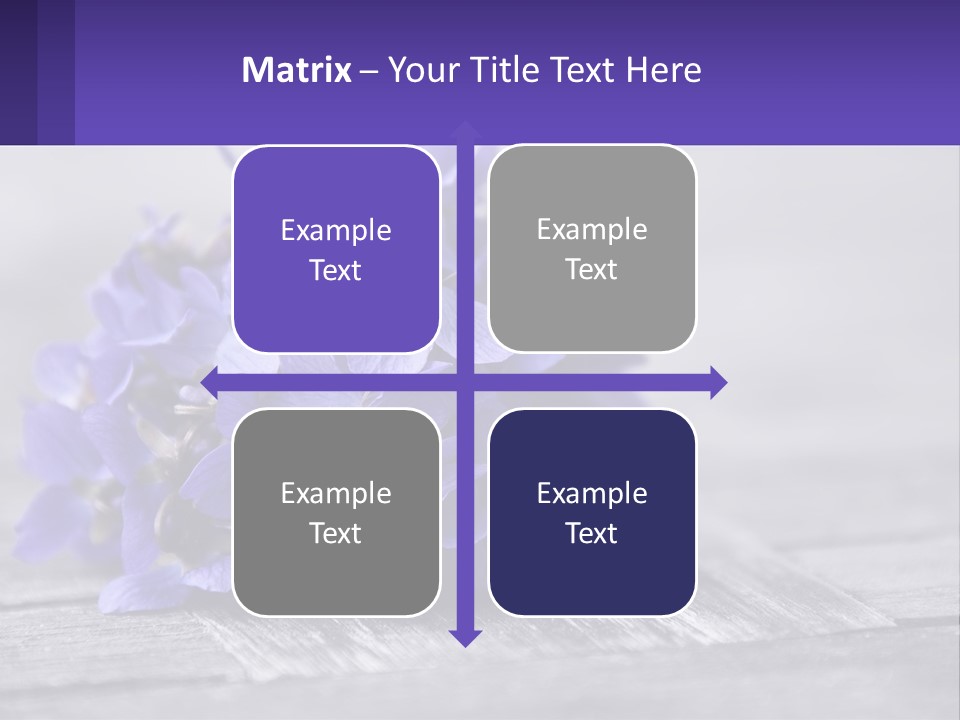 A Bunch Of Purple Flowers Sitting On Top Of A Wooden Table PowerPoint Template