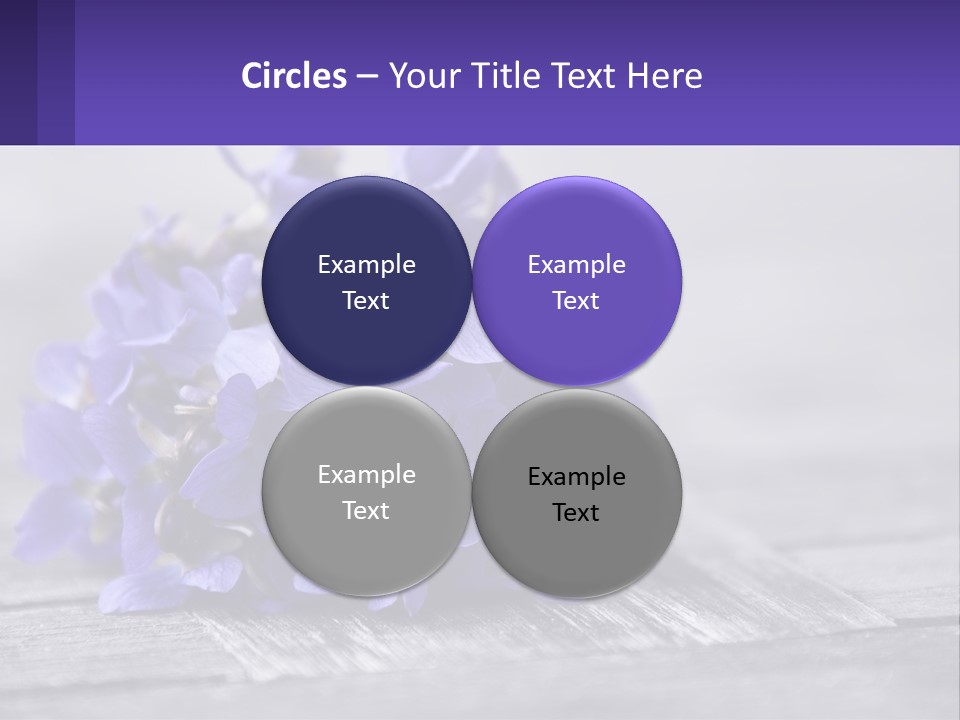 A Bunch Of Purple Flowers Sitting On Top Of A Wooden Table PowerPoint Template