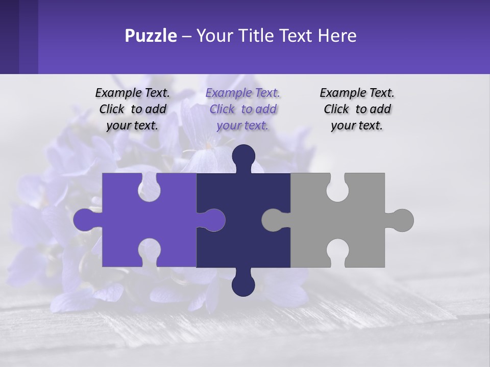 A Bunch Of Purple Flowers Sitting On Top Of A Wooden Table PowerPoint Template
