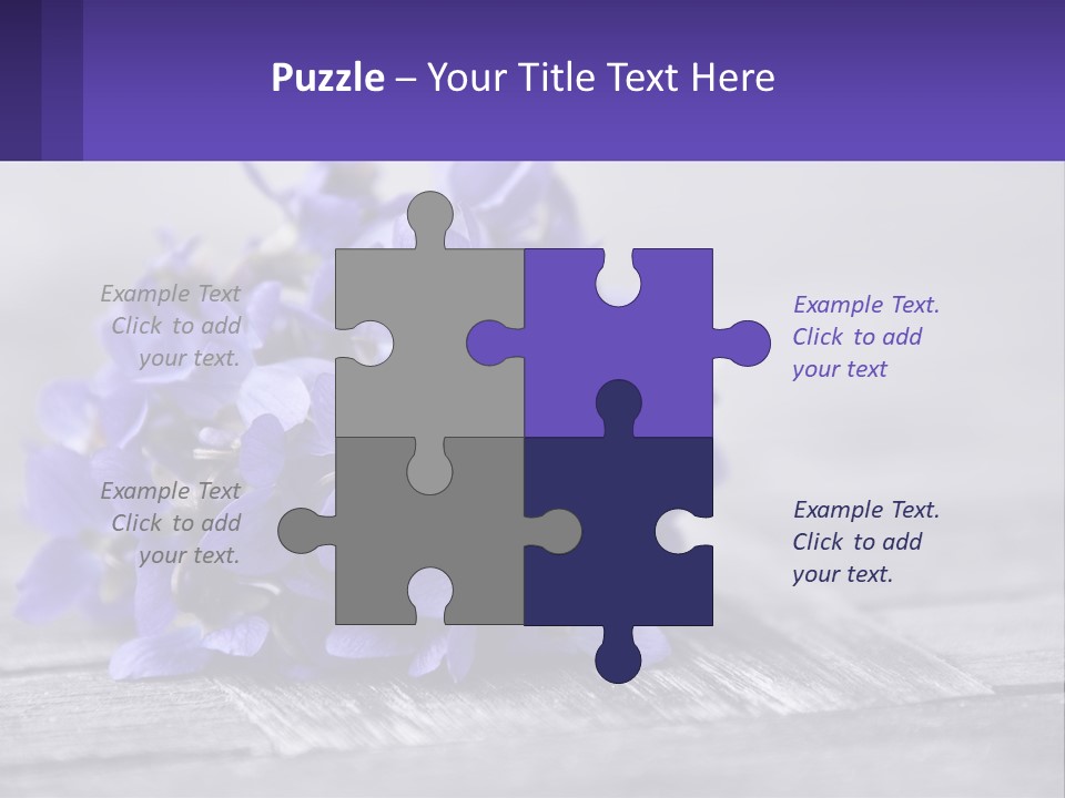 A Bunch Of Purple Flowers Sitting On Top Of A Wooden Table PowerPoint Template