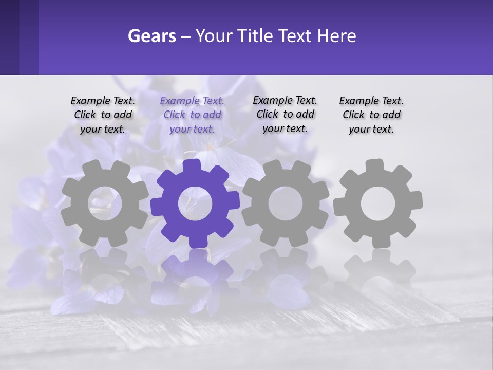 A Bunch Of Purple Flowers Sitting On Top Of A Wooden Table PowerPoint Template