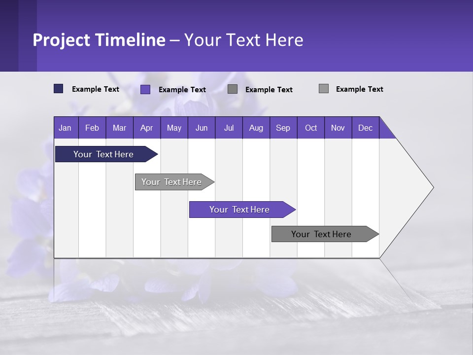 A Bunch Of Purple Flowers Sitting On Top Of A Wooden Table PowerPoint Template