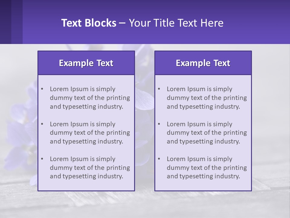 A Bunch Of Purple Flowers Sitting On Top Of A Wooden Table PowerPoint Template