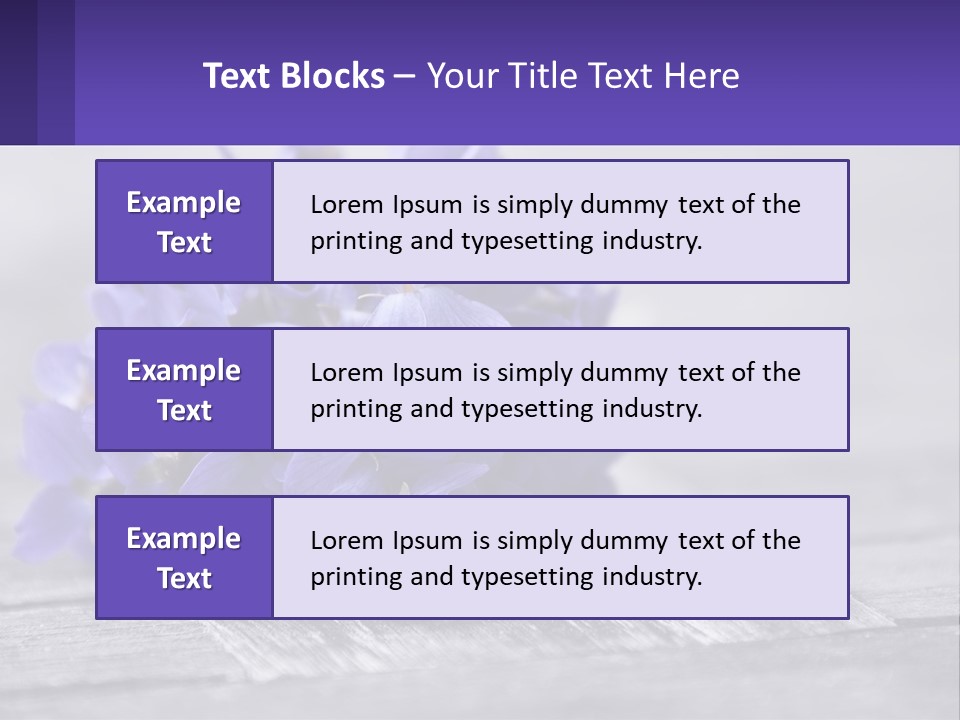 A Bunch Of Purple Flowers Sitting On Top Of A Wooden Table PowerPoint Template