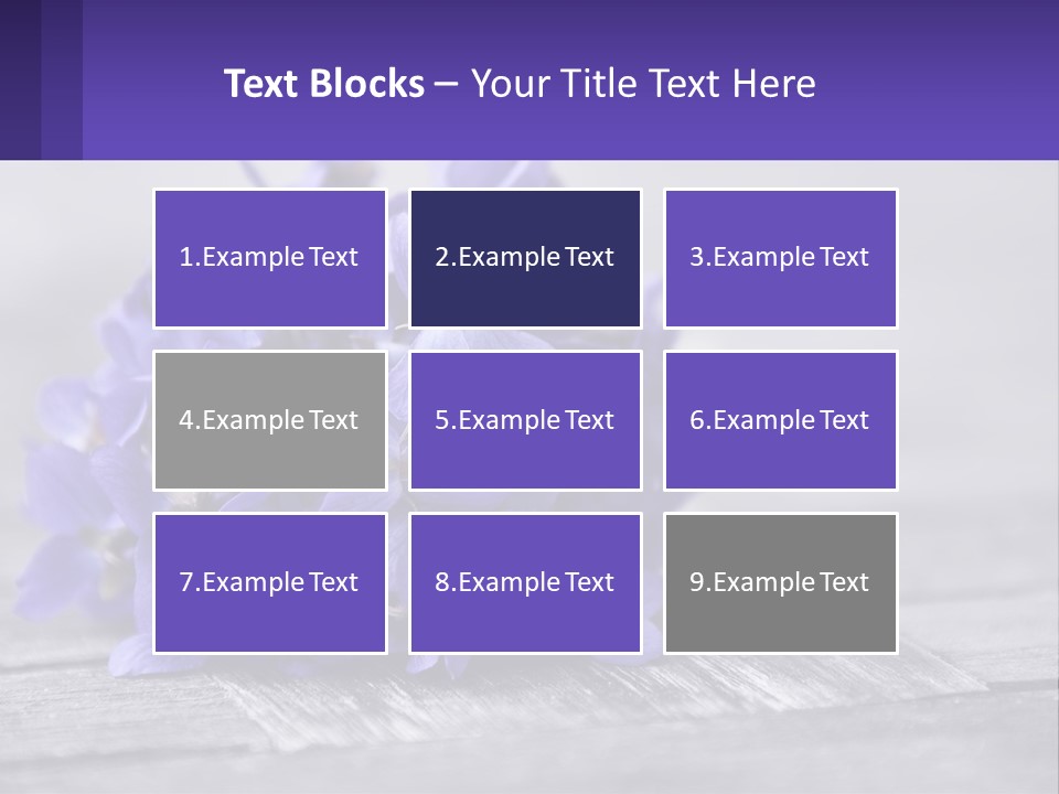 A Bunch Of Purple Flowers Sitting On Top Of A Wooden Table PowerPoint Template