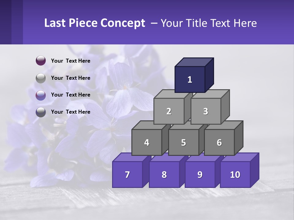 A Bunch Of Purple Flowers Sitting On Top Of A Wooden Table PowerPoint Template