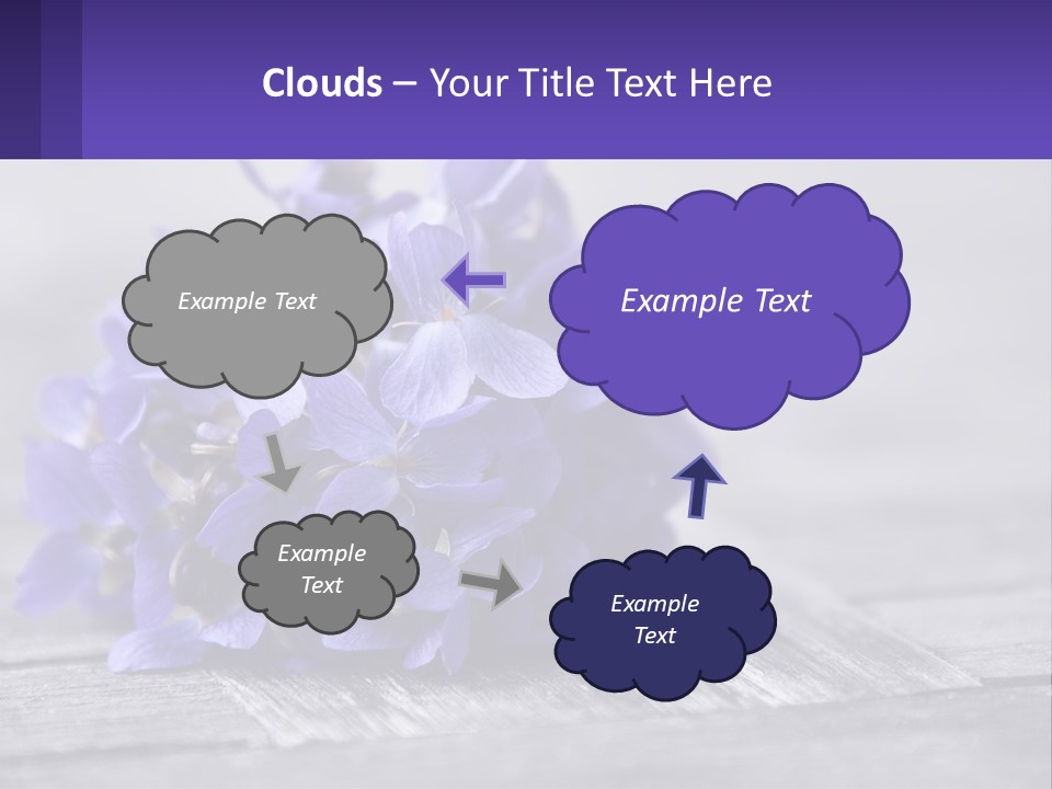 A Bunch Of Purple Flowers Sitting On Top Of A Wooden Table PowerPoint Template