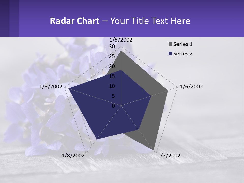 A Bunch Of Purple Flowers Sitting On Top Of A Wooden Table PowerPoint Template