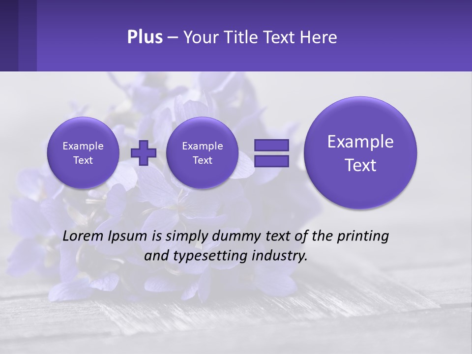 A Bunch Of Purple Flowers Sitting On Top Of A Wooden Table PowerPoint Template