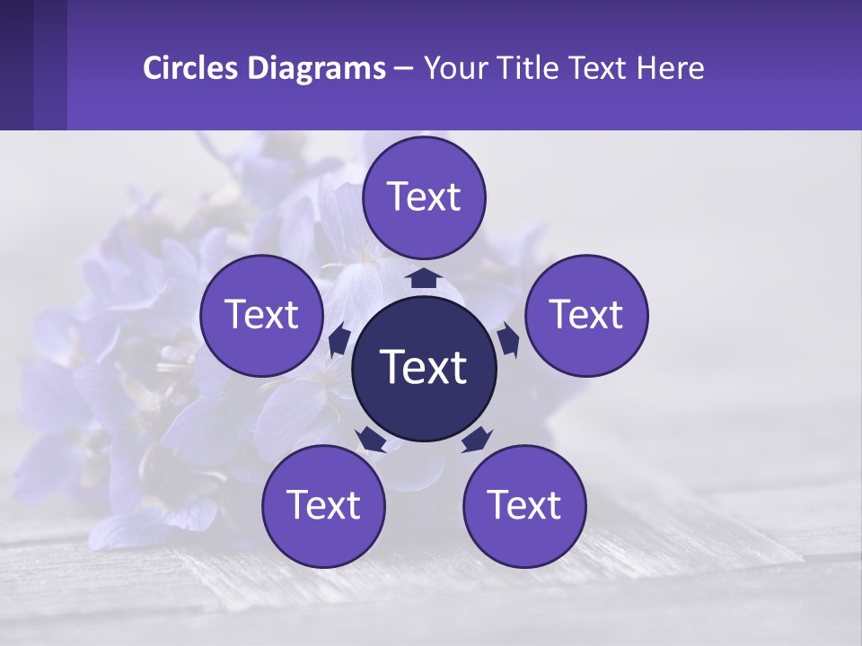 A Bunch Of Purple Flowers Sitting On Top Of A Wooden Table PowerPoint Template