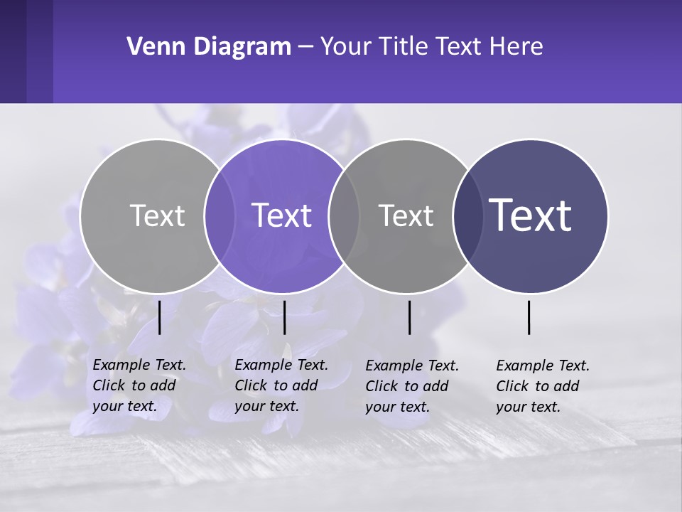A Bunch Of Purple Flowers Sitting On Top Of A Wooden Table PowerPoint Template