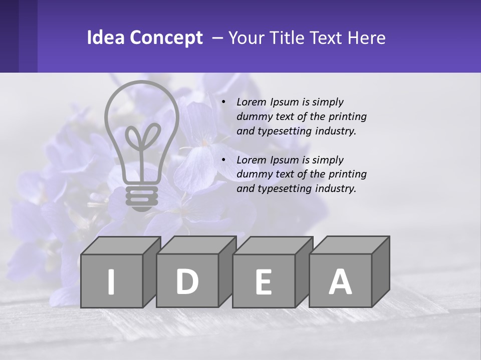 A Bunch Of Purple Flowers Sitting On Top Of A Wooden Table PowerPoint Template