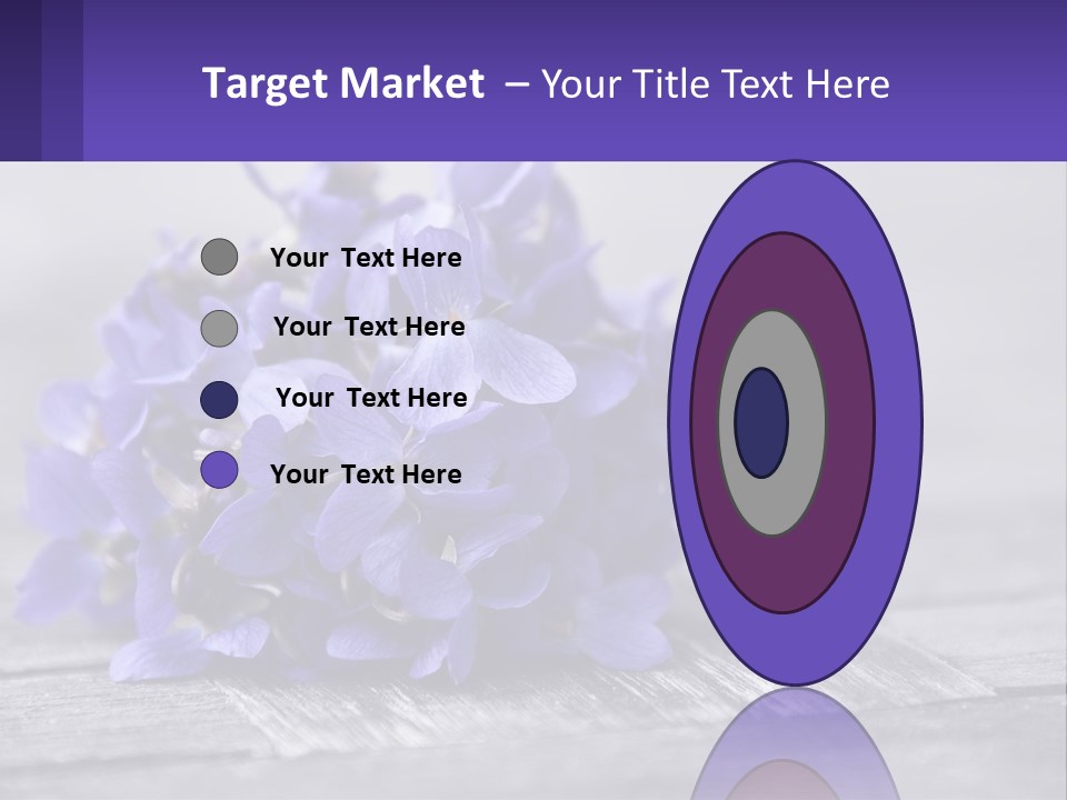 A Bunch Of Purple Flowers Sitting On Top Of A Wooden Table PowerPoint Template