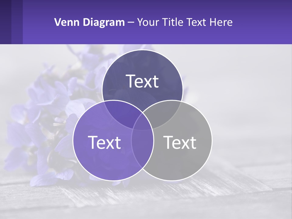 A Bunch Of Purple Flowers Sitting On Top Of A Wooden Table PowerPoint Template