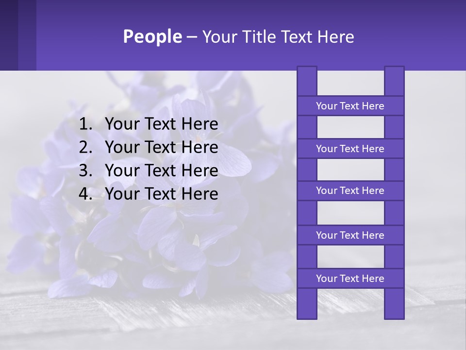 A Bunch Of Purple Flowers Sitting On Top Of A Wooden Table PowerPoint Template
