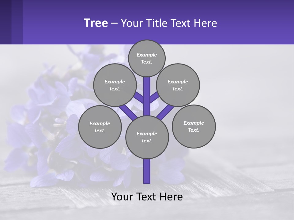 A Bunch Of Purple Flowers Sitting On Top Of A Wooden Table PowerPoint Template
