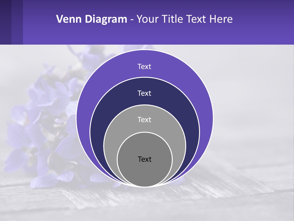 A Bunch Of Purple Flowers Sitting On Top Of A Wooden Table PowerPoint Template