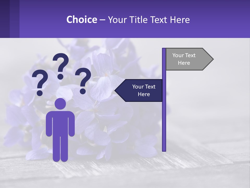 A Bunch Of Purple Flowers Sitting On Top Of A Wooden Table PowerPoint Template