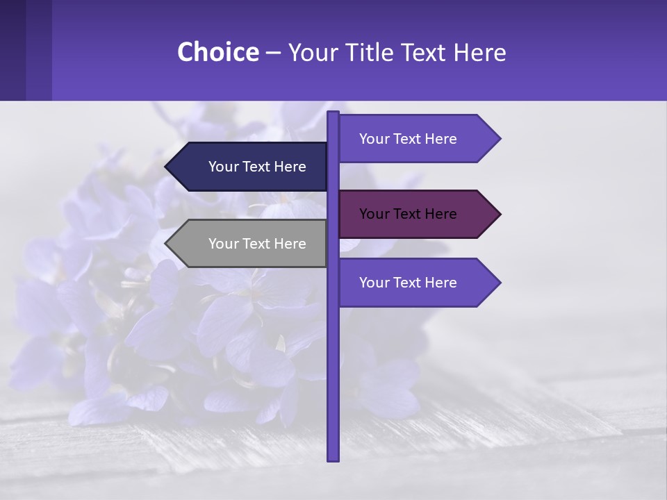 A Bunch Of Purple Flowers Sitting On Top Of A Wooden Table PowerPoint Template