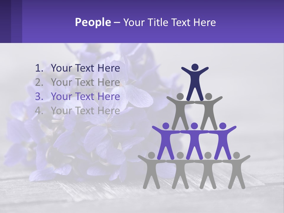 A Bunch Of Purple Flowers Sitting On Top Of A Wooden Table PowerPoint Template