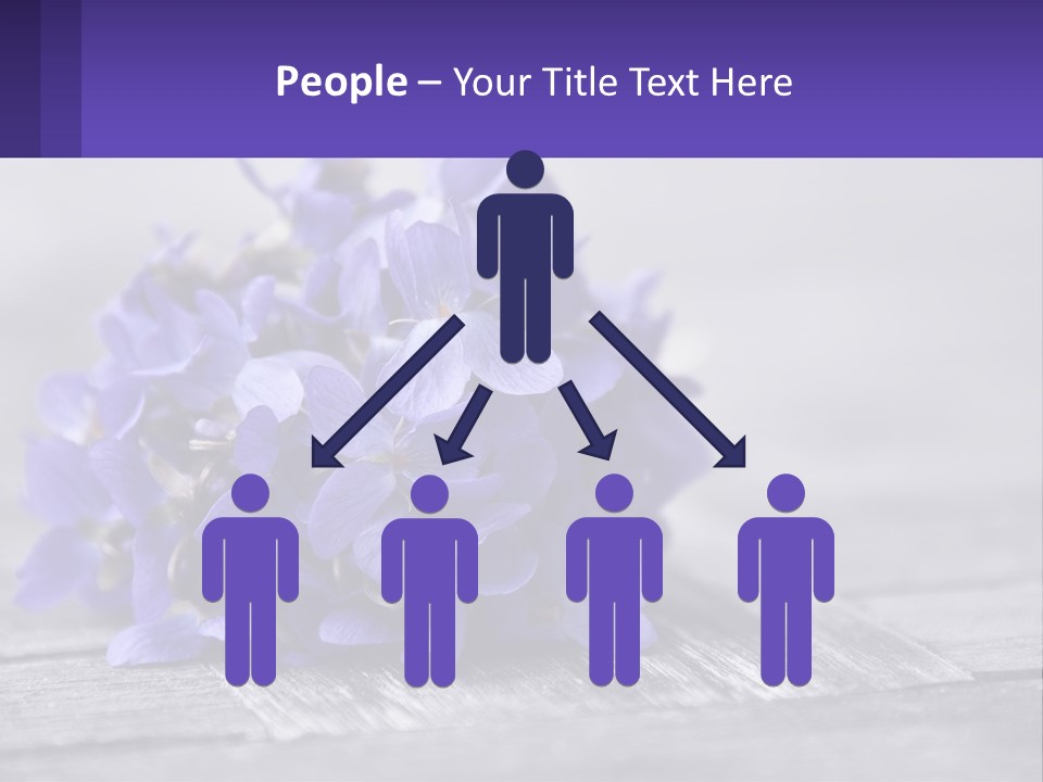 A Bunch Of Purple Flowers Sitting On Top Of A Wooden Table PowerPoint Template