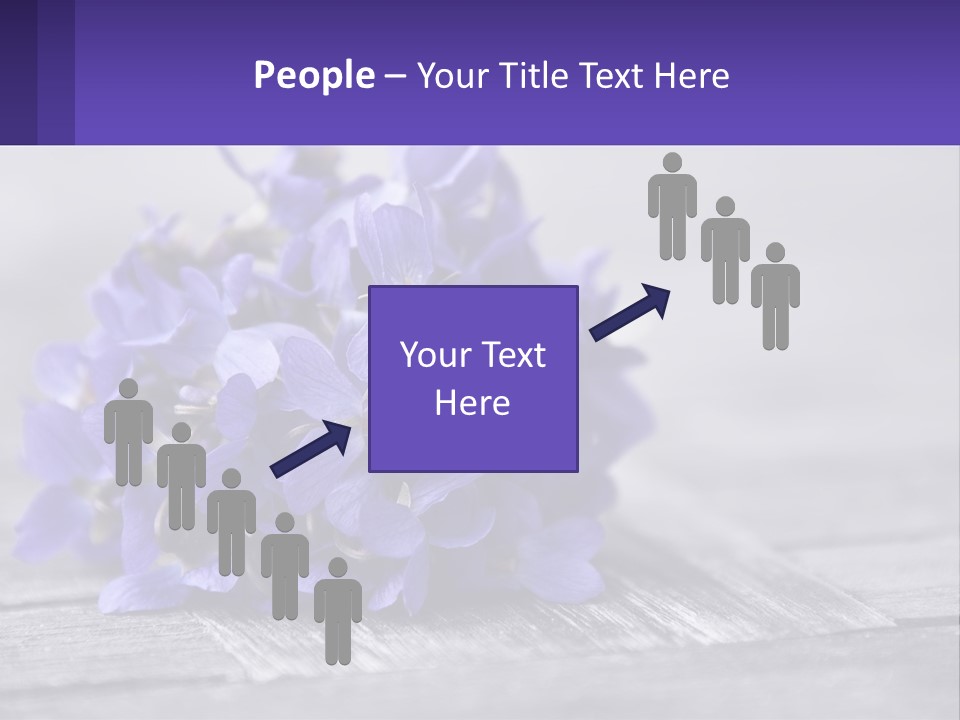 A Bunch Of Purple Flowers Sitting On Top Of A Wooden Table PowerPoint Template